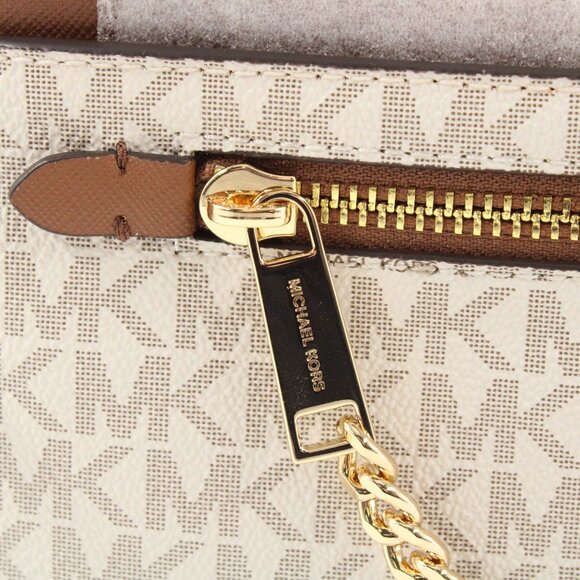 NWT Michael Kors Jet Set Large East West Zip Chain Logo Crossbody Bag in Vanilla - Picture 7 of 10